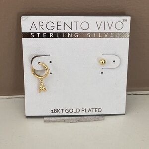 New Argento Vivo 18kt Gold Plated Initial Earrings - Letter A